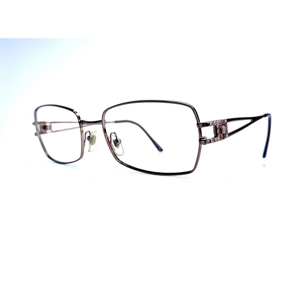 Versace Gold Rectangular Medusa Glasses Studded Temple MOD 1114B 54 18 130